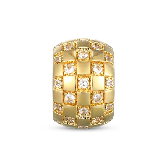 Thumbnail Image 3 of STUDIO BY KAY Pear-Shaped Lab-Created Emerald & White Lab-Created Sapphire Rondelle Charm 24K Yellow Gold Vermeil Sterling Silver
