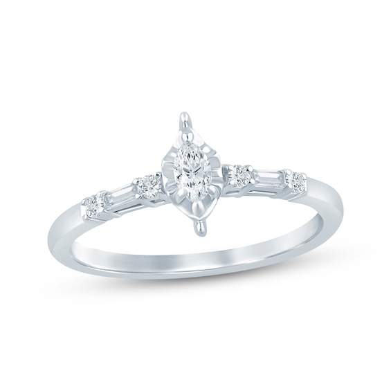 KAY Lab-Grown Diamonds Marquise-Cut Halo Promise Ring 1/5 ct tw Sterling Silver