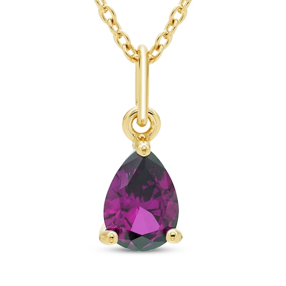 STUDIO BY KAY Pear-Shaped Amethyst Solitaire Necklace 24K Yellow Gold Vermeil Sterling Silver 18"
