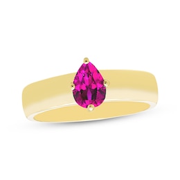 STUDIO BY KAY Pear-Shaped Pink Lab-Created Sapphire Solitaire Ring 24K Yellow Gold Vermeil Sterling Silver
