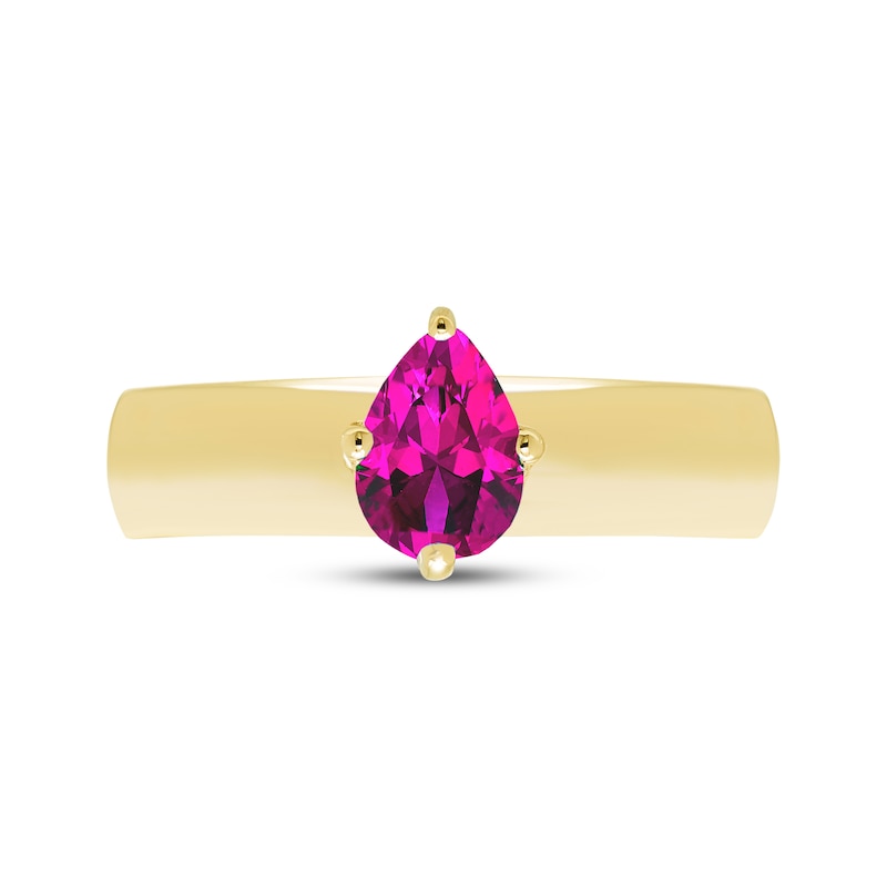 Main Image 3 of STUDIO BY KAY Pear-Shaped Pink Lab-Created Sapphire Solitaire Ring 24K Yellow Gold Vermeil Sterling Silver