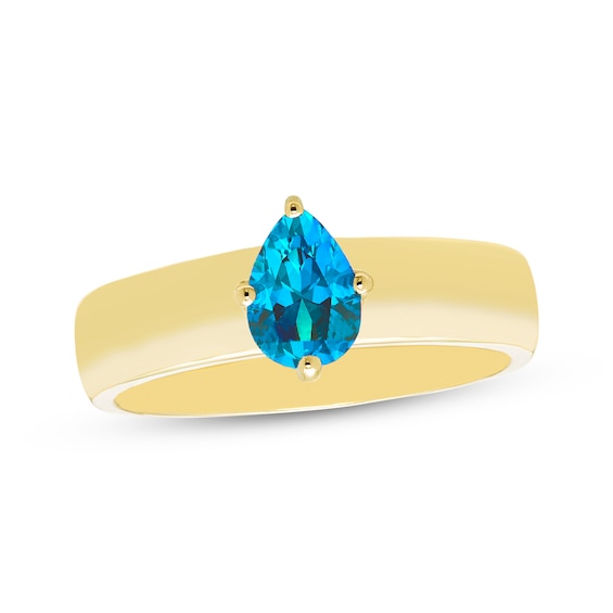 STUDIO BY KAY Pear-Shaped Swiss Blue Topaz Solitaire Ring 24K Yellow Gold Vermeil Sterling Silver