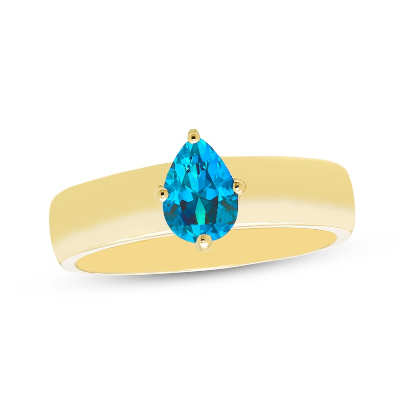 Main Image 1 of STUDIO BY KAY Pear-Shaped Swiss Blue Topaz Solitaire Ring 24K Yellow Gold Vermeil Sterling Silver