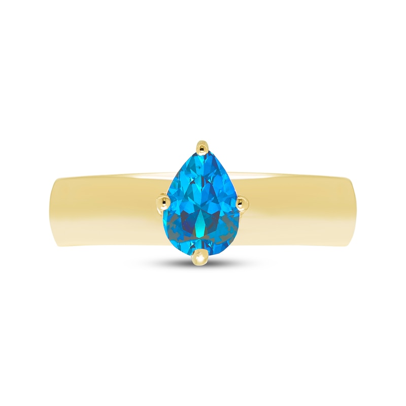Main Image 3 of STUDIO BY KAY Pear-Shaped Swiss Blue Topaz Solitaire Ring 24K Yellow Gold Vermeil Sterling Silver