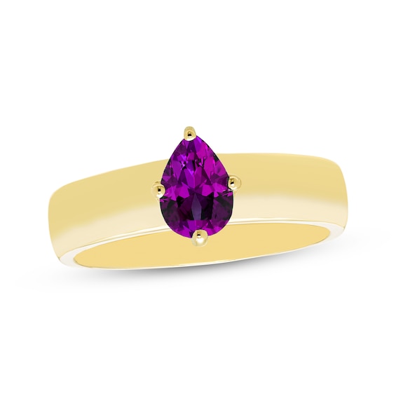 STUDIO BY KAY Pear-Shaped Amethyst Solitaire Ring 24K Yellow Gold Vermeil Sterling Silver