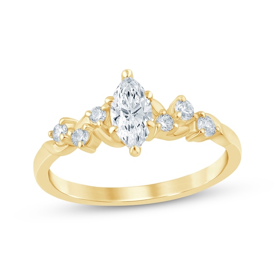 Now + Forever Marquise-Cut Diamond Engagement Ring 1/2 ct tw 14K Yellow Gold