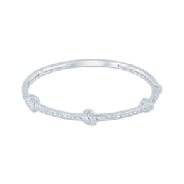 Monique Lhuillier Bliss Certified Lab-Grown Diamond Knot Bangle Bracelet 1-1/3 ct tw Platinum-Plated Sterling Silver