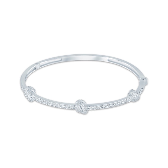 Monique Lhuillier Bliss Certified Lab-Grown Diamond Knot Bangle Bracelet 1-1/3 ct tw Platinum-Plated Sterling Silver