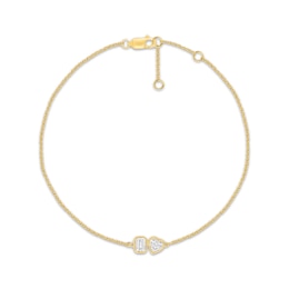 KAY Lab-Grown Diamonds Emerald-Cut & Heart-Shaped Toi et Moi Bracelet 1/2 ct tw 18K Yellow Gold-Plated Sterling Silver 7.5"
