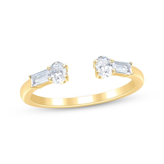 Now + Forever Lab-Grown Diamonds Baguette & Oval-Cut Open Wrap Wedding Band 1/2 ct tw 14K Yellow Gold