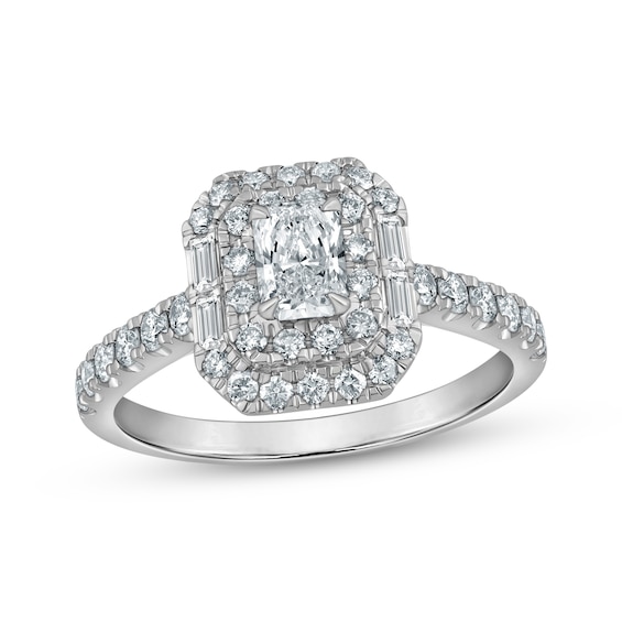 Now + Forever Radiant-Cut Diamond Double Halo Engagement Ring 1 ct tw 10K White Gold
