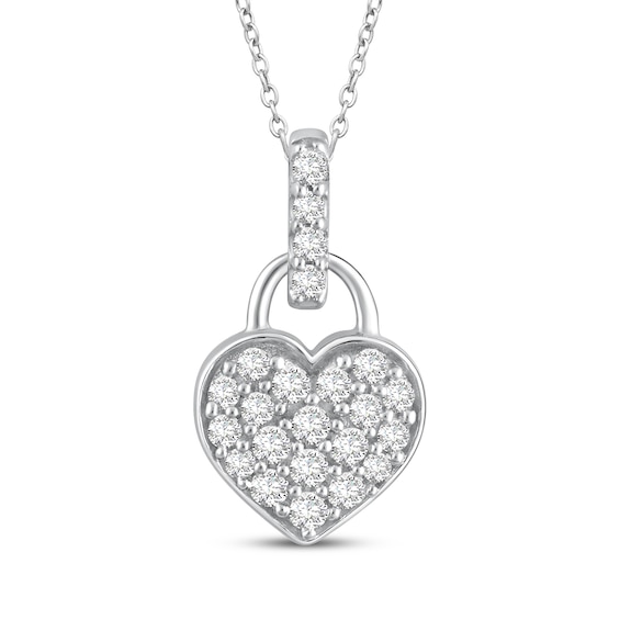 KAY Lab-Grown Diamonds Heart Lock Necklace 1/4 ct tw Sterling Silver 18"