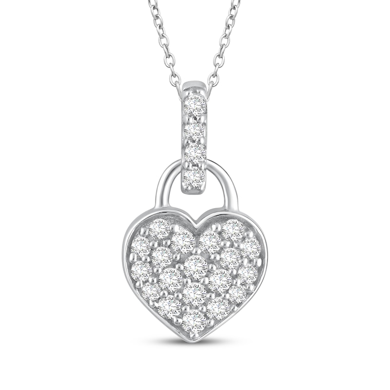 Main Image 1 of KAY Lab-Grown Diamonds Heart Lock Necklace 1/4 ct tw Sterling Silver 18"