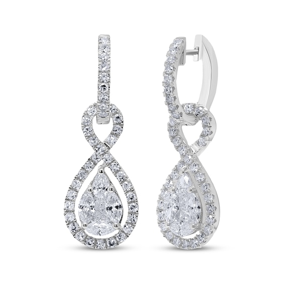 KAY Lab-Grown Diamonds Multi-Shape Teardrop Hoop Drop Earrings 1-1/2 ct tw Sterling Silver