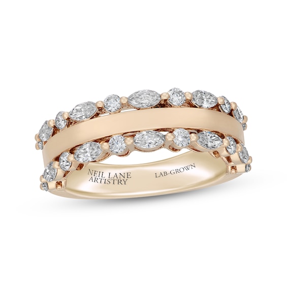 Neil Lane Artistry Lab-Grown Diamond Certified Marquise & Round-Cut Anniversary Ring 1 ct tw 14K Yellow Gold