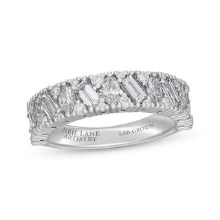 Neil Lane Artistry Lab-Grown Diamond Certified Marquise, Baguette & Round-Cut Anniversary Ring 1-1/2 ct tw 14K White Gold