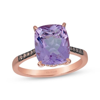 Le Vian Cushion-Cut Natural Amethyst Hidden Halo Ring 1/5 ct tw Diamonds 14K Strawberry Gold