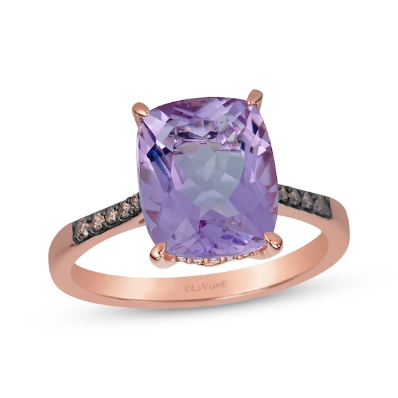 Le Vian Cushion-Cut Natural Amethyst Hidden Halo Ring 1/5 ct tw Diamonds 14K Strawberry Gold