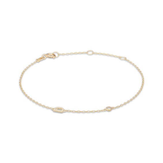 Rocksbox The Sideways Initial Lab-Grown Diamond "D" Bracelet 24K Yellow Gold Vermeil Sterling Silver 8"