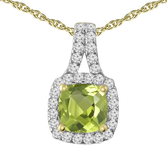 Halo Cushion Birthstone Fashion Stud Necklace (1 Stone)