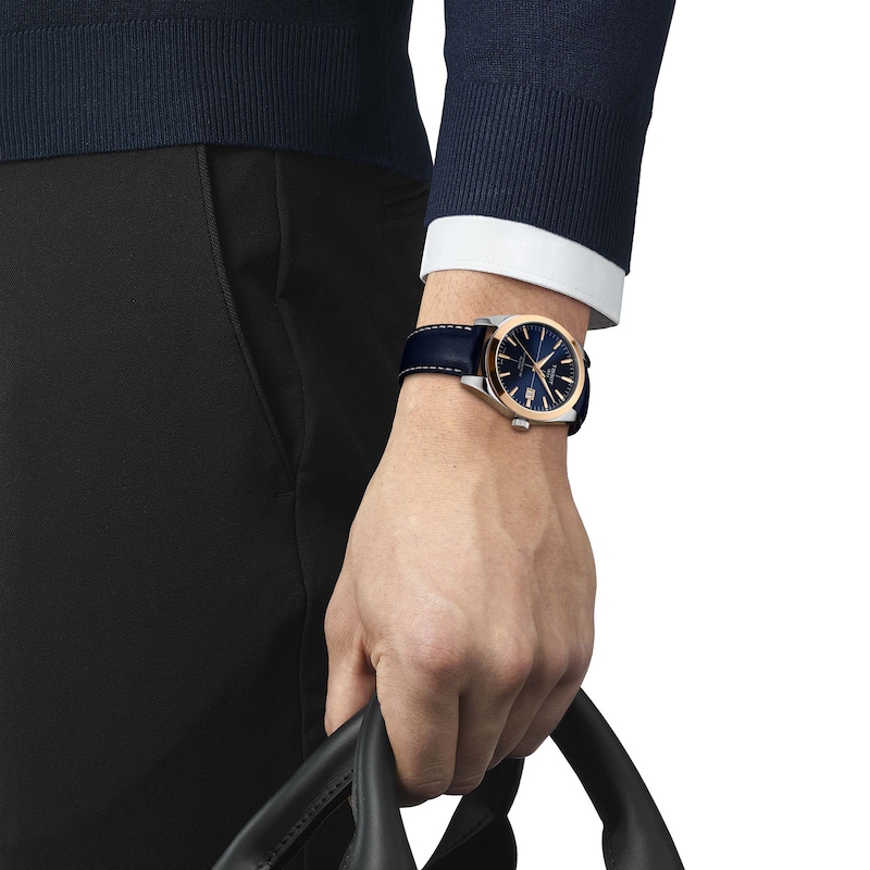 Main Image 5 of Tissot Powermatic 80 Silicium Men's Watch with 18K Rose Gold Bezel T9274074604100