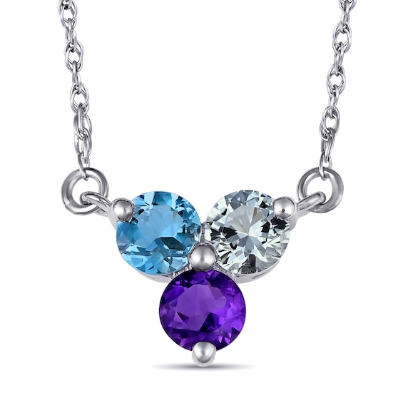 Triple Round Birthstone Cluster Necklace (3 Stones)
