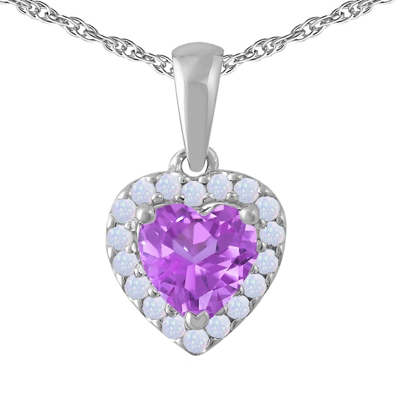 Birthstone Halo Heart Necklace (2 Stones)