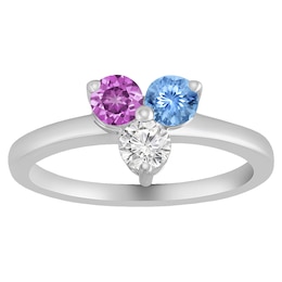 Triple Round Birthstone Cluster Ring (3 Stones)