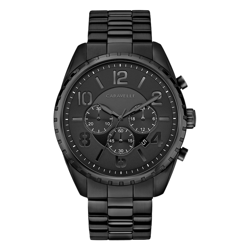 Main Image 1 of Caravelle by Bulova Men's Chronograph Black Stainless Steel Watch 45B150