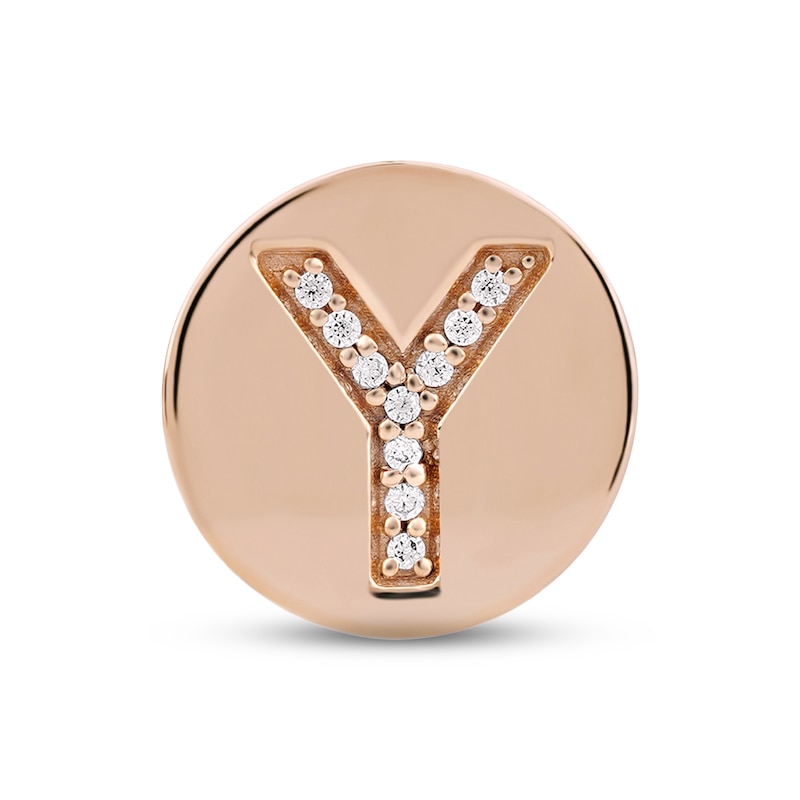 Smart Watch Charms by KAY Diamond Y Initial 14K Rose Gold-Plated Sterling Silver