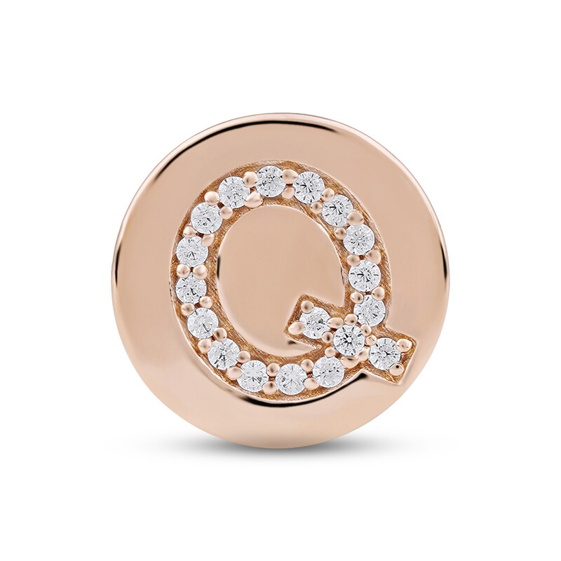 Smart Watch Charms by KAY Diamond Q Initial 1/20 ct tw 14K Rose Gold-Plated Sterling Silver