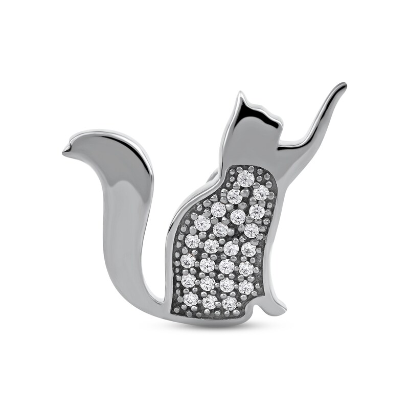 Smart Watch Charms by KAY Diamond Playful Cat 1/10 ct tw Sterling Silver