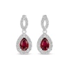 Thumbnail Image 2 of Pear-Shaped Lab-Created Ruby & White Lab-Created Sapphire Dangle Earrings Sterling Silver
