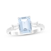 Thumbnail Image 1 of Emerald-Cut Aquamarine & White Lab-Created Sapphire Ring Sterling Silver