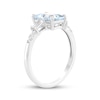 Thumbnail Image 2 of Emerald-Cut Aquamarine & White Lab-Created Sapphire Ring Sterling Silver