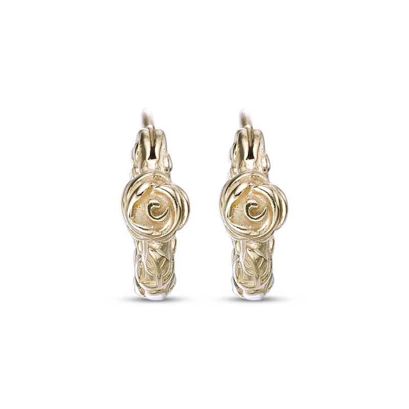 Main Image 2 of Men's Rose Twist Hoop Earrings Yellow Ion-Plated Stainless Steel