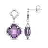 Thumbnail Image 3 of Clover-Shaped Amethyst Drop Earrings Sterling Silver