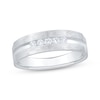 Thumbnail Image 1 of Now + Forever Lab-Grown Diamonds Men's Brushed Wedding Band 1/5 ct tw 14K White Gold