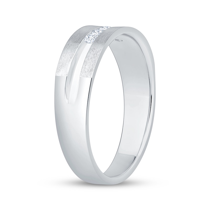 Main Image 2 of Now + Forever Lab-Grown Diamonds Men's Brushed Wedding Band 1/5 ct tw 14K White Gold