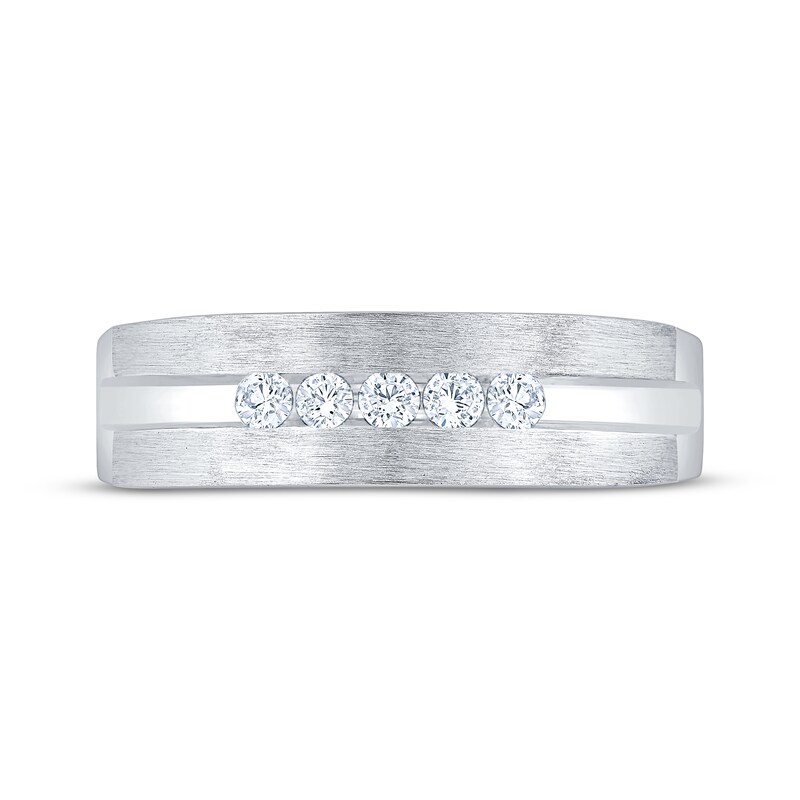 Main Image 3 of Now + Forever Lab-Grown Diamonds Men's Brushed Wedding Band 1/5 ct tw 14K White Gold