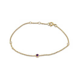 STUDIO BY KAY Amethyst & White Lab-Created Sapphire Bezel-Set Bracelet 24K Yellow Gold Vermeil Sterling Silver 7.5"