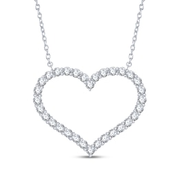 Diamond Heart Outline Necklace 1 ct tw 10K White Gold 18"