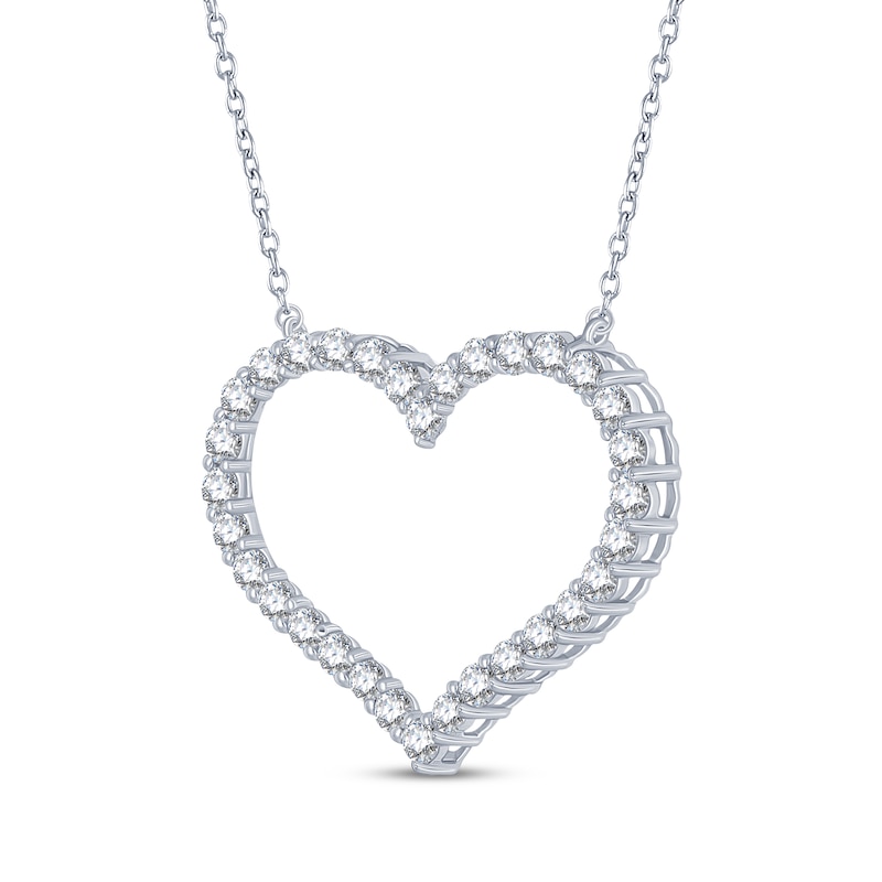 Main Image 2 of Diamond Heart Outline Necklace 1 ct tw 10K White Gold 18"