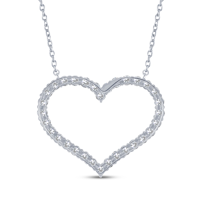 Main Image 3 of Diamond Heart Outline Necklace 1 ct tw 10K White Gold 18"