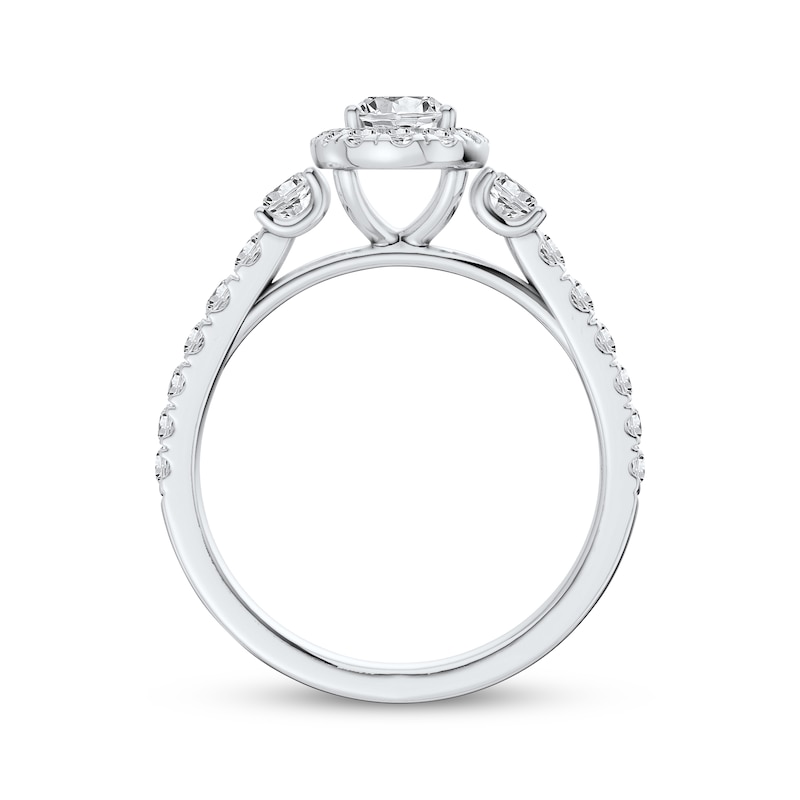 Main Image 3 of Certified Oval-Cut Diamond Halo Engagement Ring 1-1/4 ct tw Platinum
