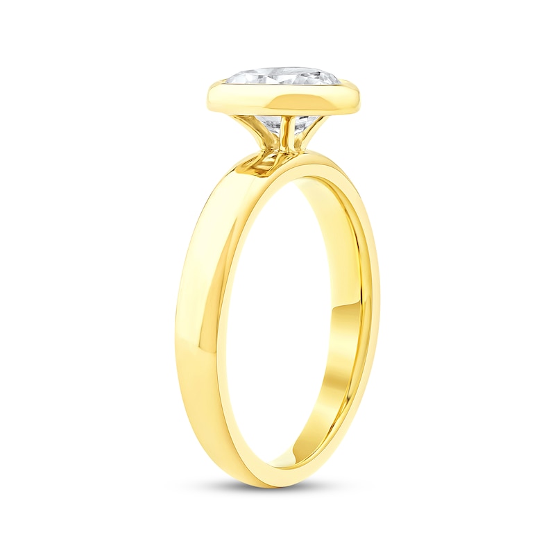 Main Image 2 of Now + Forever Lab-Grown Diamonds Oval-Cut Bezel-Set Solitaire Engagement Ring 1 ct tw 14K Yellow Gold (F/VS2)