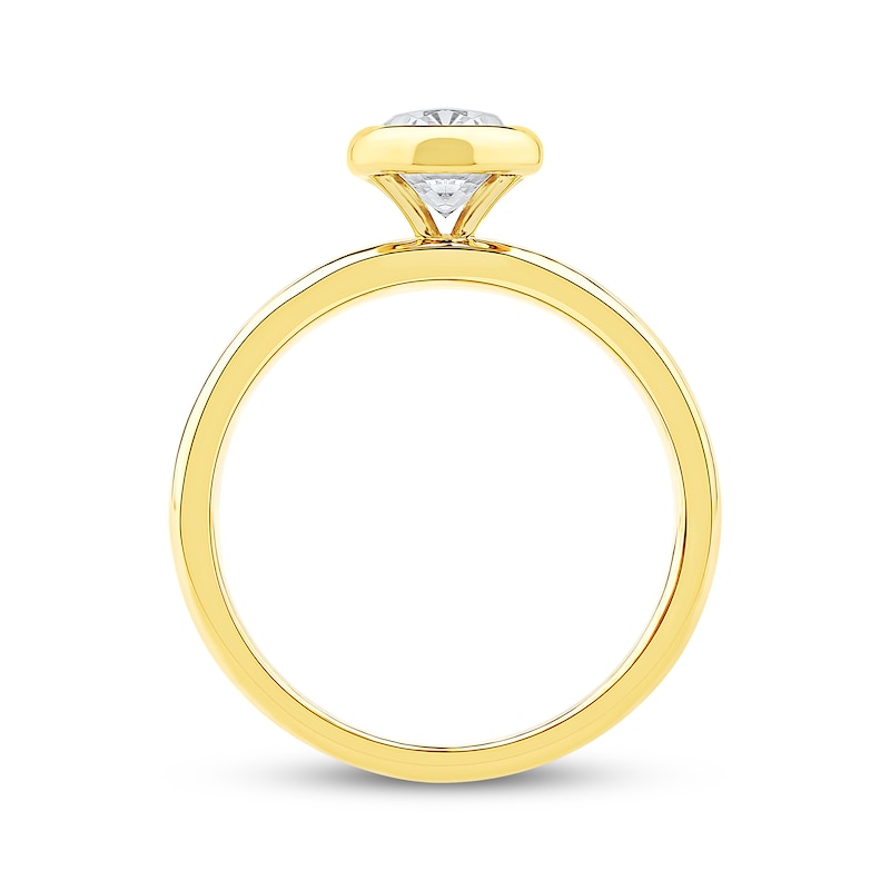 Main Image 3 of Now + Forever Lab-Grown Diamonds Oval-Cut Bezel-Set Solitaire Engagement Ring 1 ct tw 14K Yellow Gold (F/VS2)