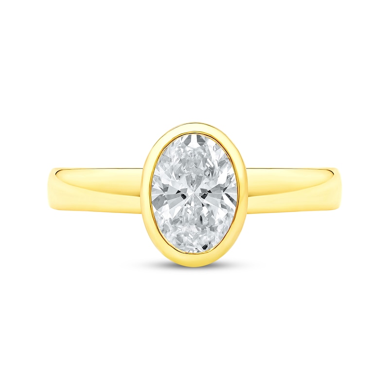 Main Image 4 of Now + Forever Lab-Grown Diamonds Oval-Cut Bezel-Set Solitaire Engagement Ring 1 ct tw 14K Yellow Gold (F/VS2)