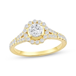 Now + Forever Round-Cut Diamond Halo Engagement Ring 1 ct tw 14K Yellow Gold