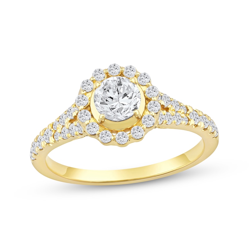 Main Image 1 of Now + Forever Round-Cut Diamond Halo Engagement Ring 1 ct tw 14K Yellow Gold